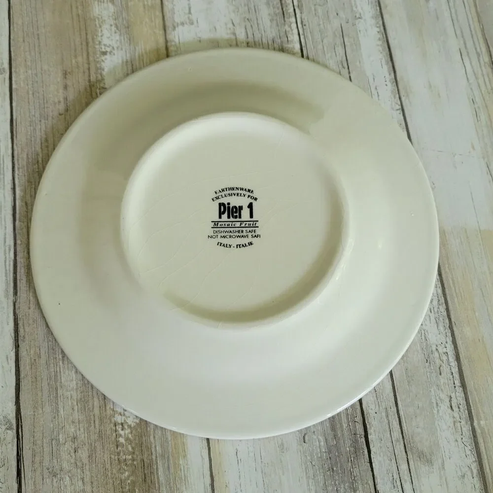 Pier 1 Earthenware Mosaic  fruit Salad Plates Set of 4 Made in Italy 8 1/4